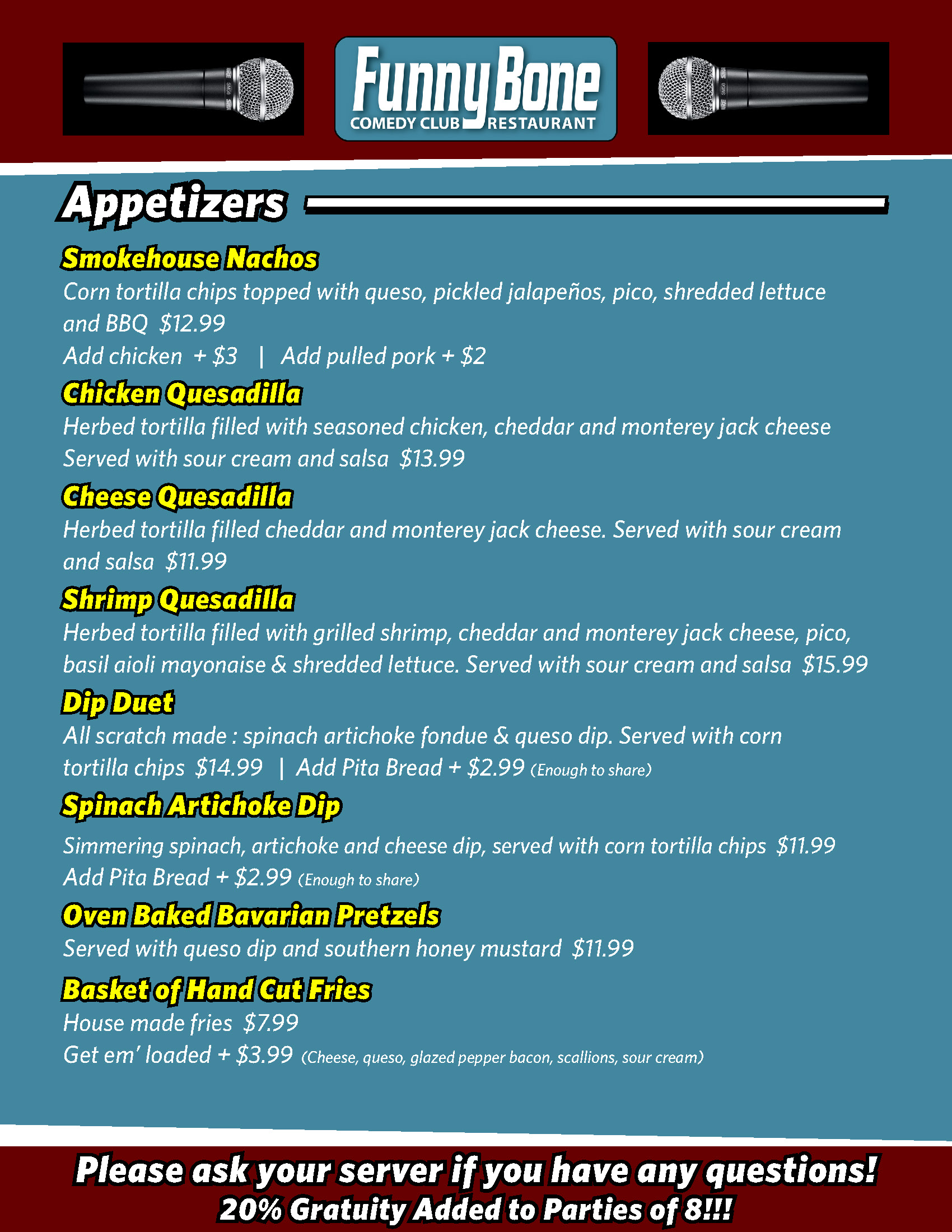 Food & Drink Menu - Columbus Funny Bone Comedy Club & Restaurant Food & Drink Menu - Columbus Funny Bone Comedy Club & Restaurant